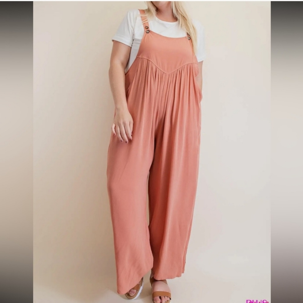 RAYANNA Jumper Overalls Adjustable Straps Melon Casual Comfy Girlhoodcore 1X